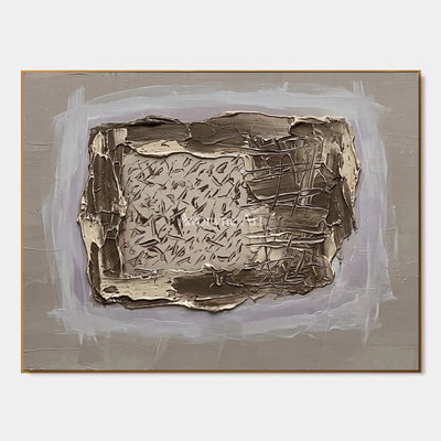 Weathered Reverie, hand-painted neutral layered relief wall art by Lukas Meyer