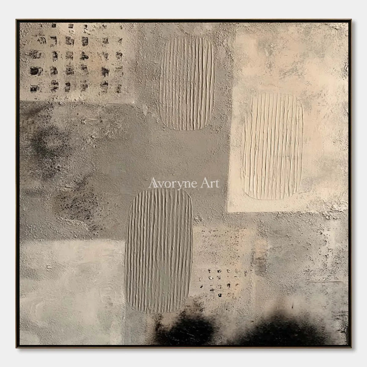 Woven Field, hand-painted neutral mineral texture wall art by Lukas Meyer
