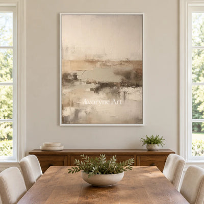 Aster Morrow: Neutral Mist Abstract — dining white