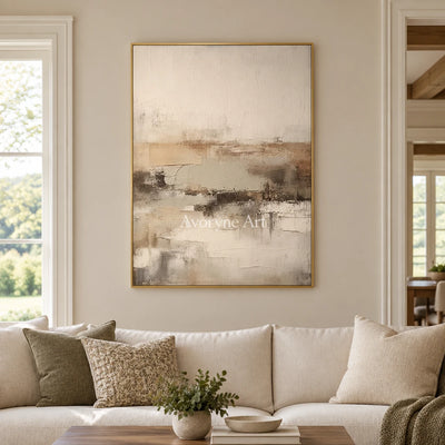 Aster Morrow: Neutral Mist Abstract — living gold