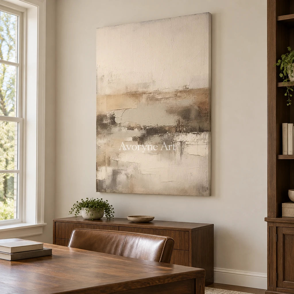 Aster Morrow: Neutral Mist Abstract — office frameless