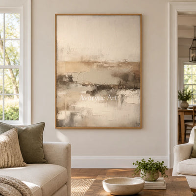 Aster Morrow: Neutral Mist Abstract — villa wood
