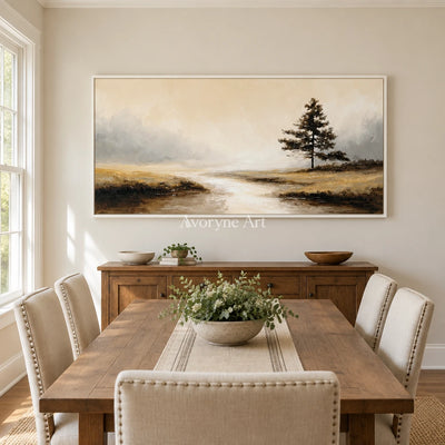 Aster Reed: Neutral Mist Landscape — dining white
