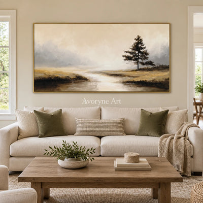 Aster Reed: Neutral Mist Landscape — living gold