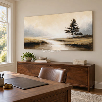 Aster Reed: Neutral Mist Landscape — office frameless