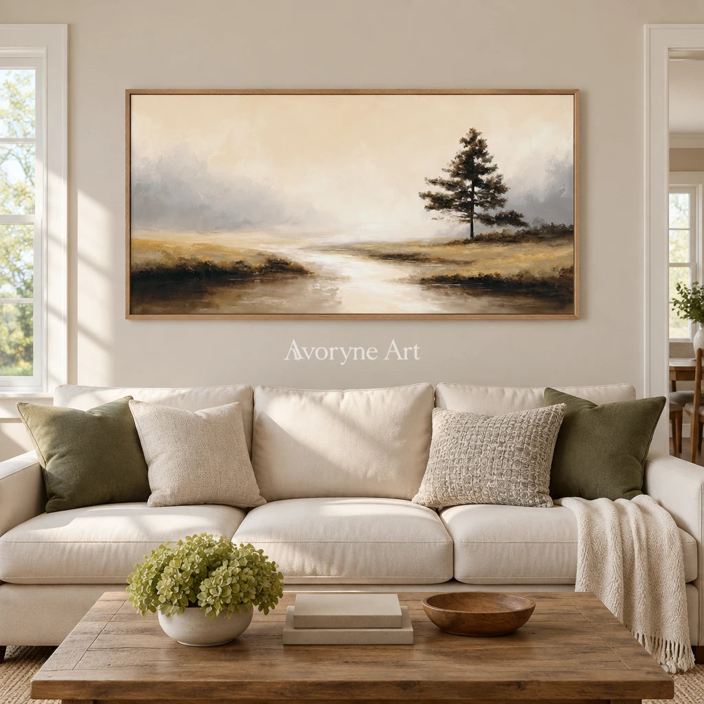 Aster Reed: Neutral Mist Landscape — villa wood