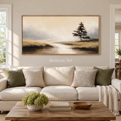 Aster Reed: Neutral Mist Landscape — villa wood