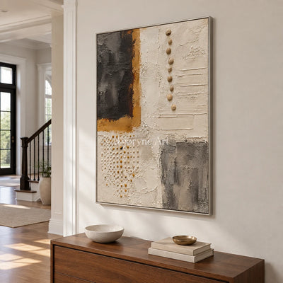 Cinder Mosaic: Neutral Mixed Texture Wall Art — entry silver