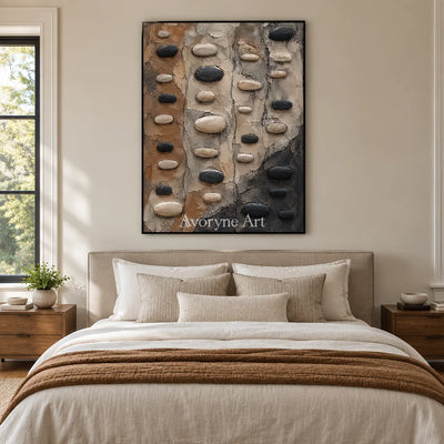 Pebble Interval: Neutral Organic Texture Wall Art — bedroom black