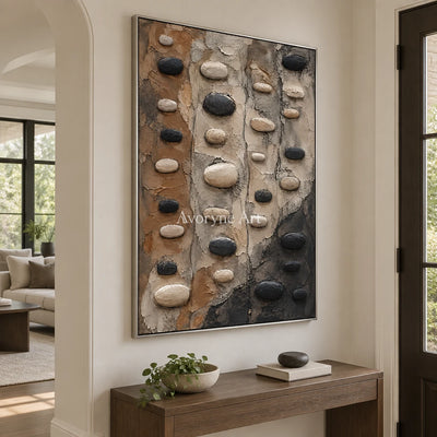 Pebble Interval: Neutral Organic Texture Wall Art — entry silver