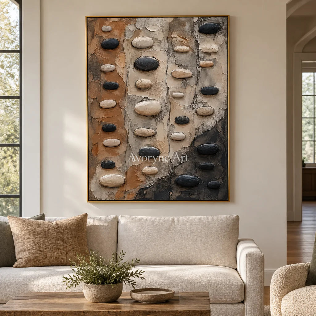 Pebble Interval: Neutral Organic Texture Wall Art — living gold