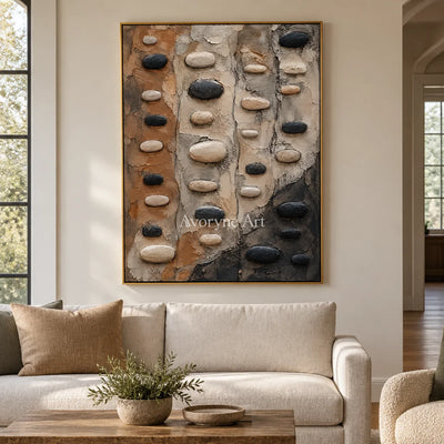 Pebble Interval: Neutral Organic Texture Wall Art — living gold