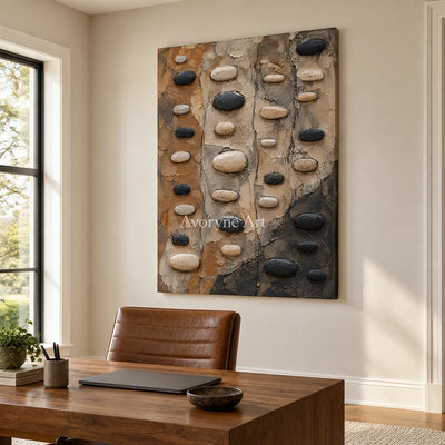 Pebble Interval: Neutral Organic Texture Wall Art — office frameless
