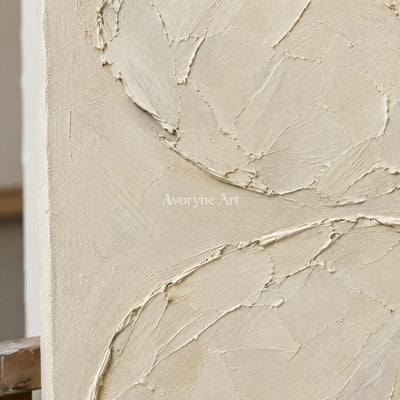 Ivory Orbits: Neutral Oval Texture Wall Art — detail easel