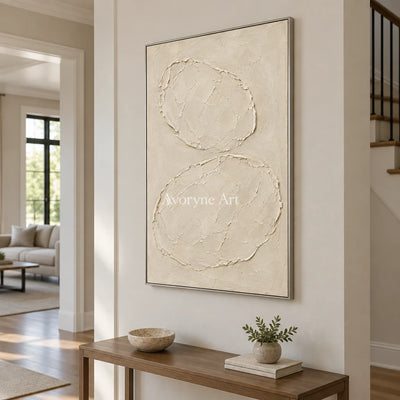 Ivory Orbits: Neutral Oval Texture Wall Art — entry silver
