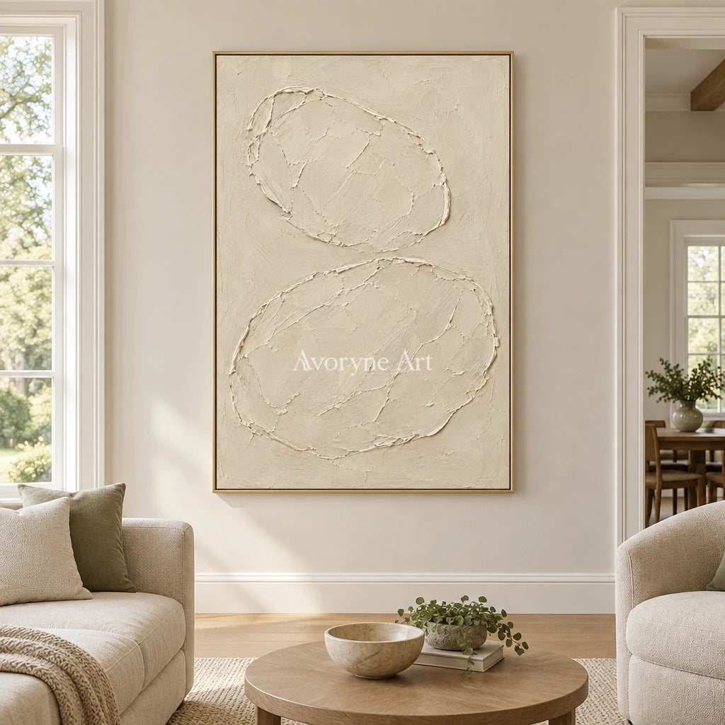 Ivory Orbits: Neutral Oval Texture Wall Art — living gold