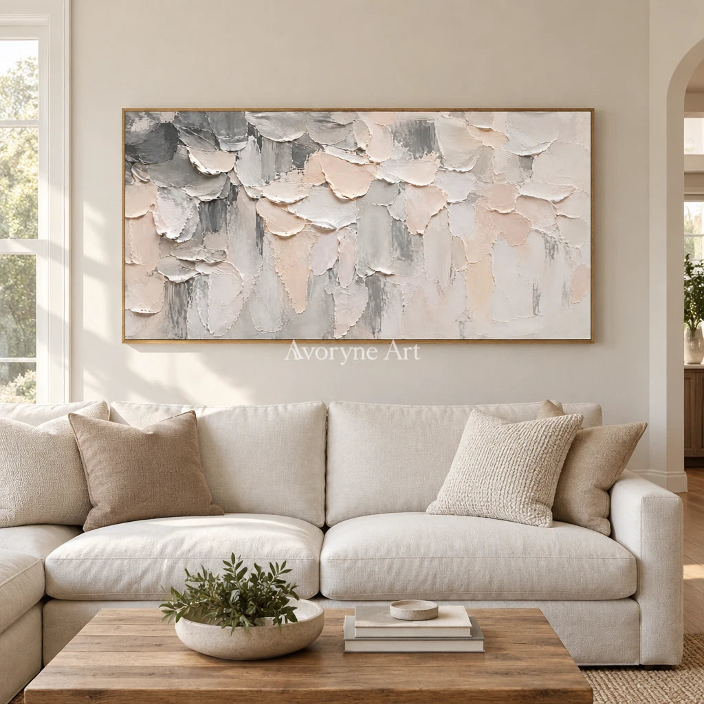 Soft Ledger: Neutral Panoramic Texture Wall Art — villa wood