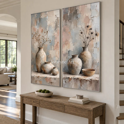 Vessels Remembered: Neutral Still Life Diptych — entry silver