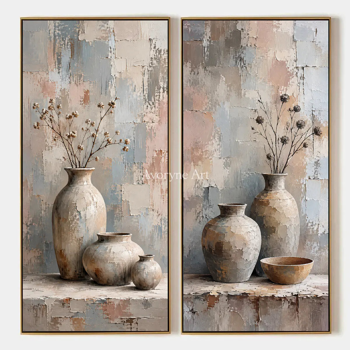 Vessels Remembered: Neutral Still Life Diptych — primary