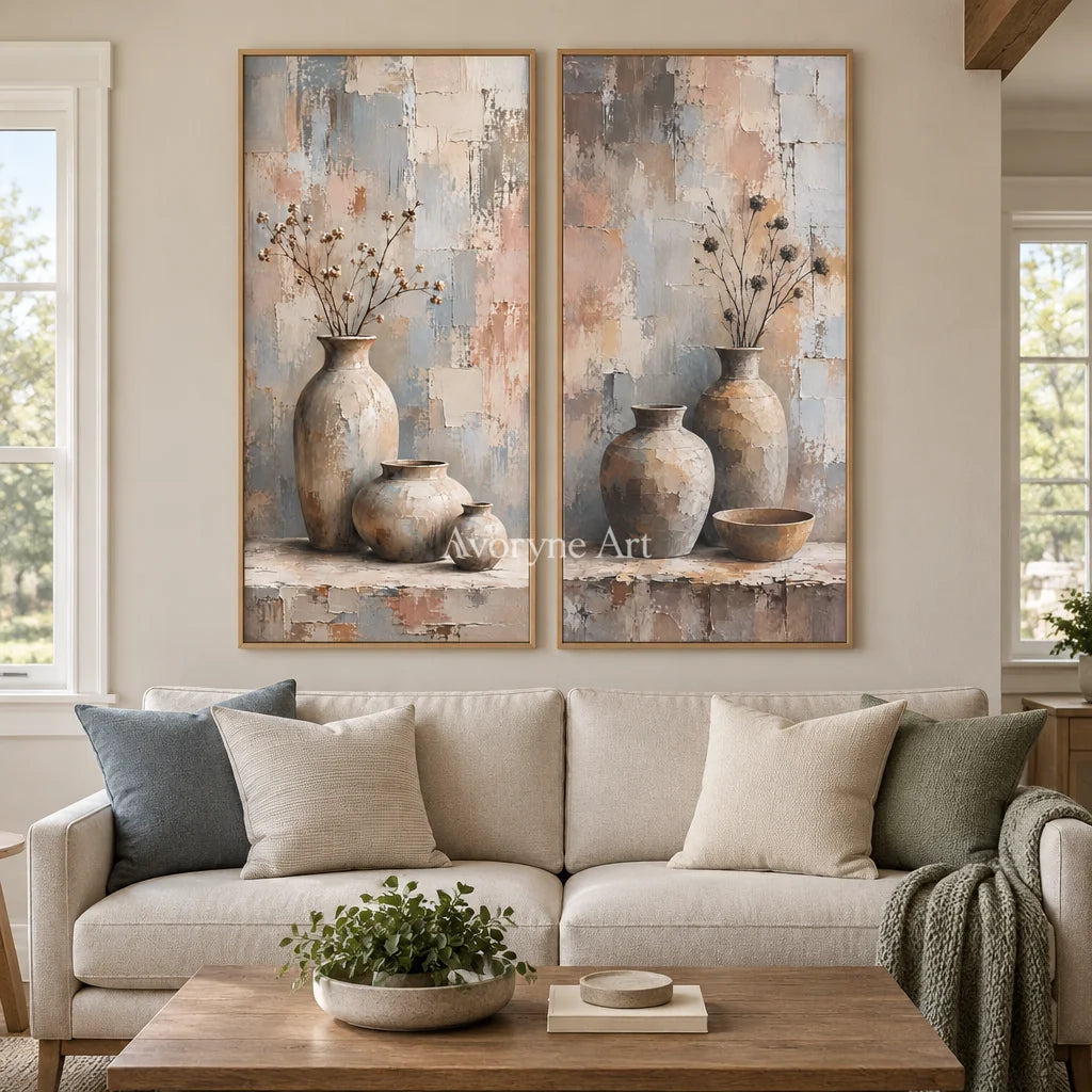 Vessels Remembered: Neutral Still Life Diptych — villa wood
