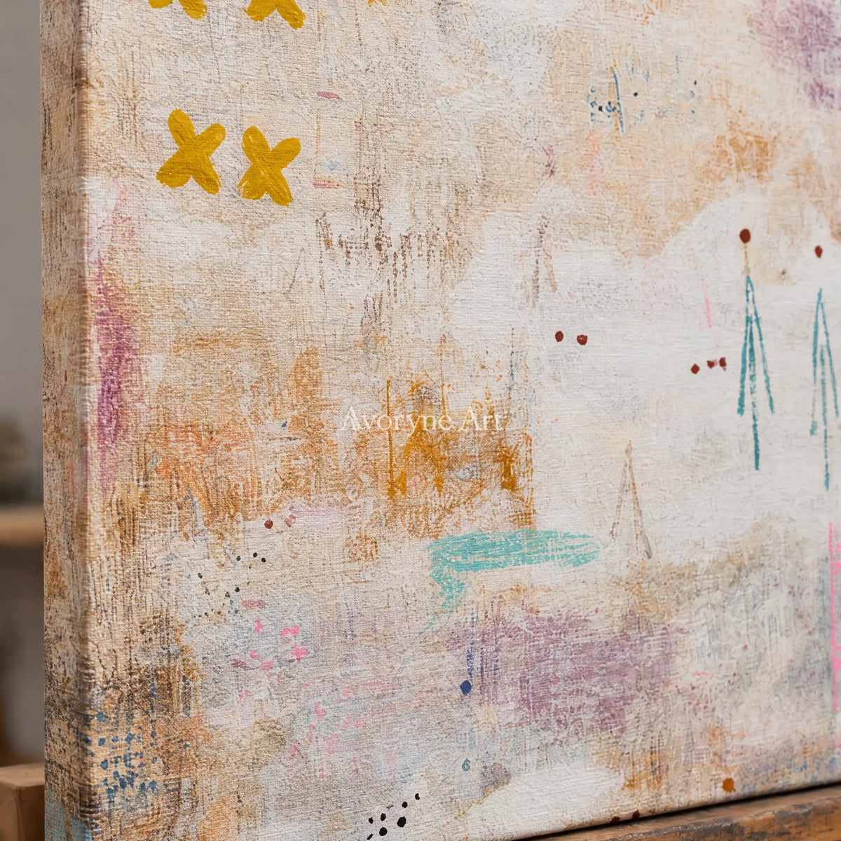 Ivory Distant Rhythm: Neutral Symbol Art — detail easel
