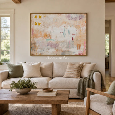 Ivory Distant Rhythm: Neutral Symbol Art — living gold