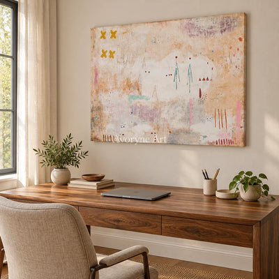 Ivory Distant Rhythm: Neutral Symbol Art — office frameless