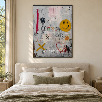 Ivory Distant Echo: Neutral Symbol Art — bedroom black