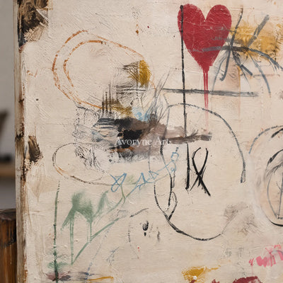 Ivory Distant Trace: Neutral Symbol Art — detail easel