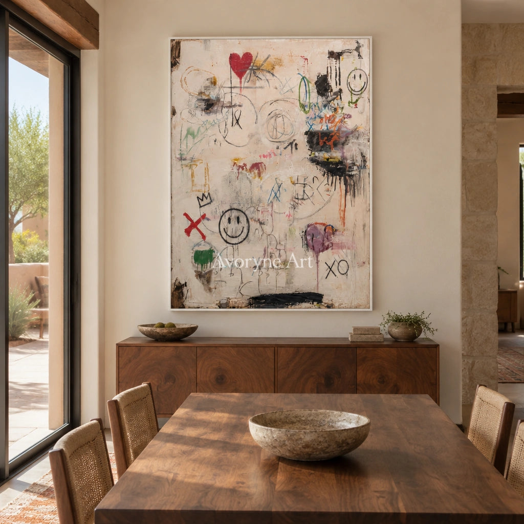 Ivory Distant Trace: Neutral Symbol Art — dining white