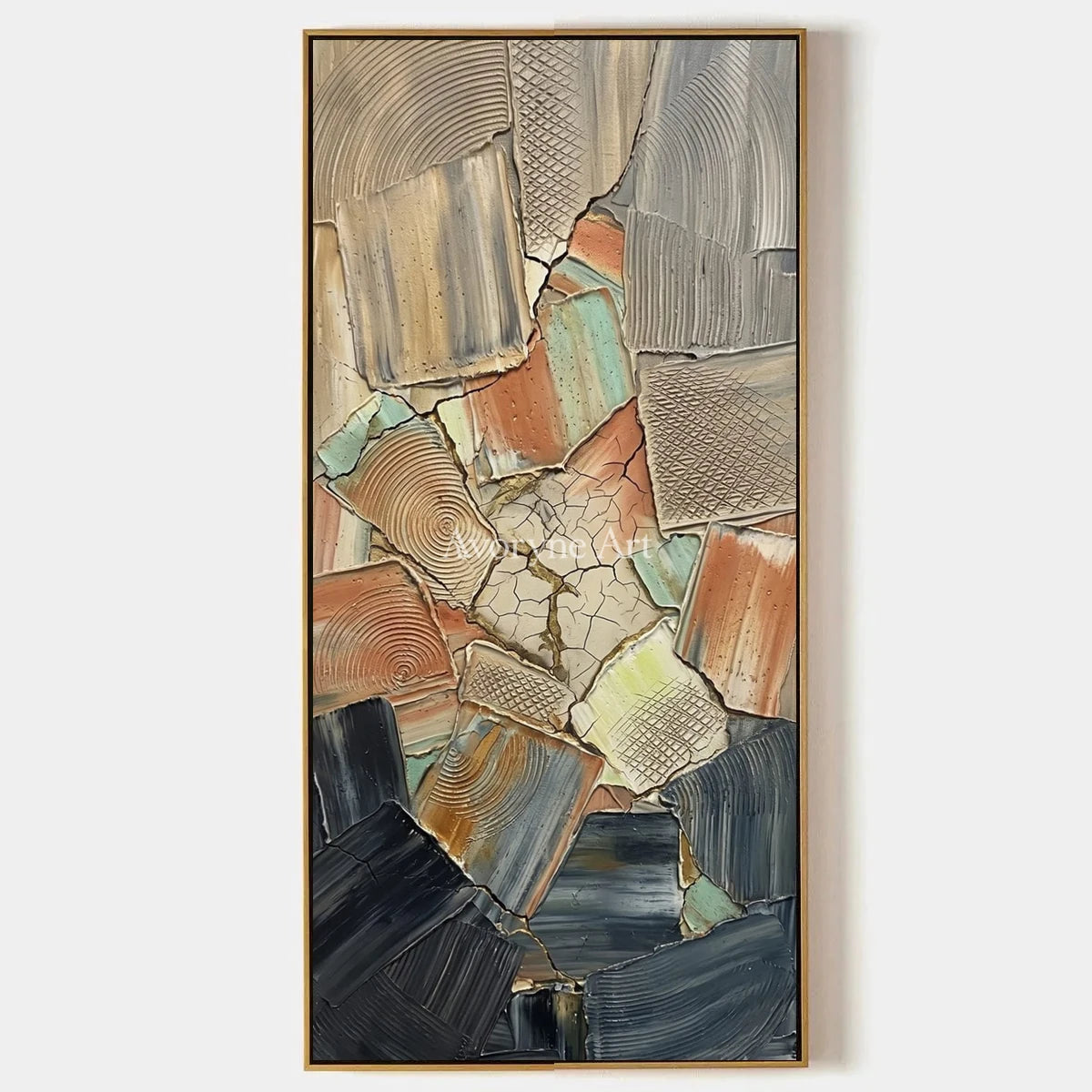 Still Haven, hand-painted neutral texture mosaic wall art by Lukas Meyer
