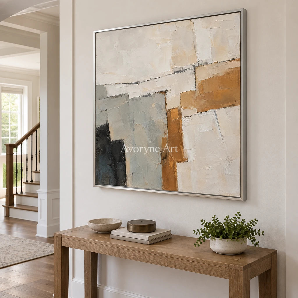 Chalk Remnants: Neutral Textured Abstract Wall Art — entry silver