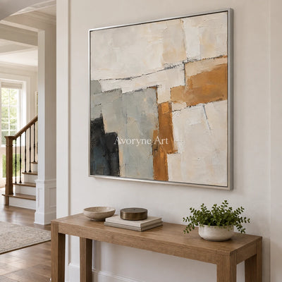Chalk Remnants: Neutral Textured Abstract Wall Art — entry silver