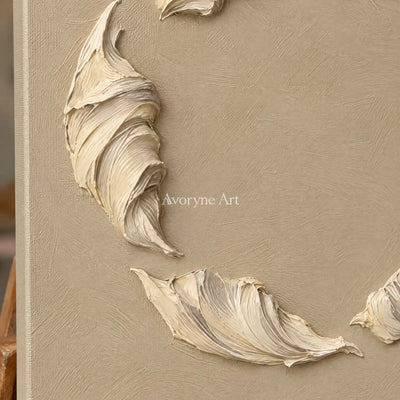 Crescent Pair: Neutral Textured Diptych Art — detail easel