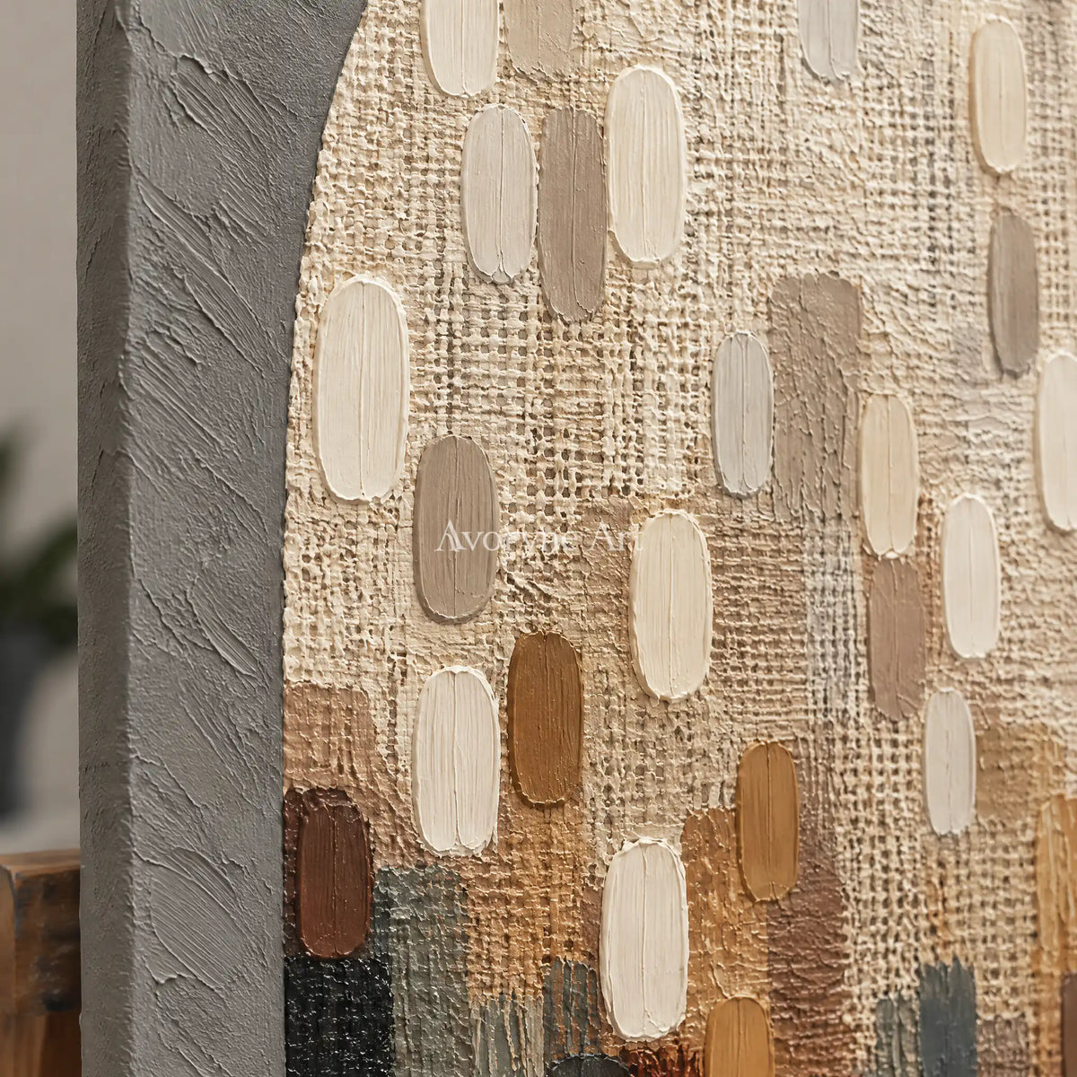 Earthen Mosaic: Neutral Textured Mosaic Art Wall Art — detail easel