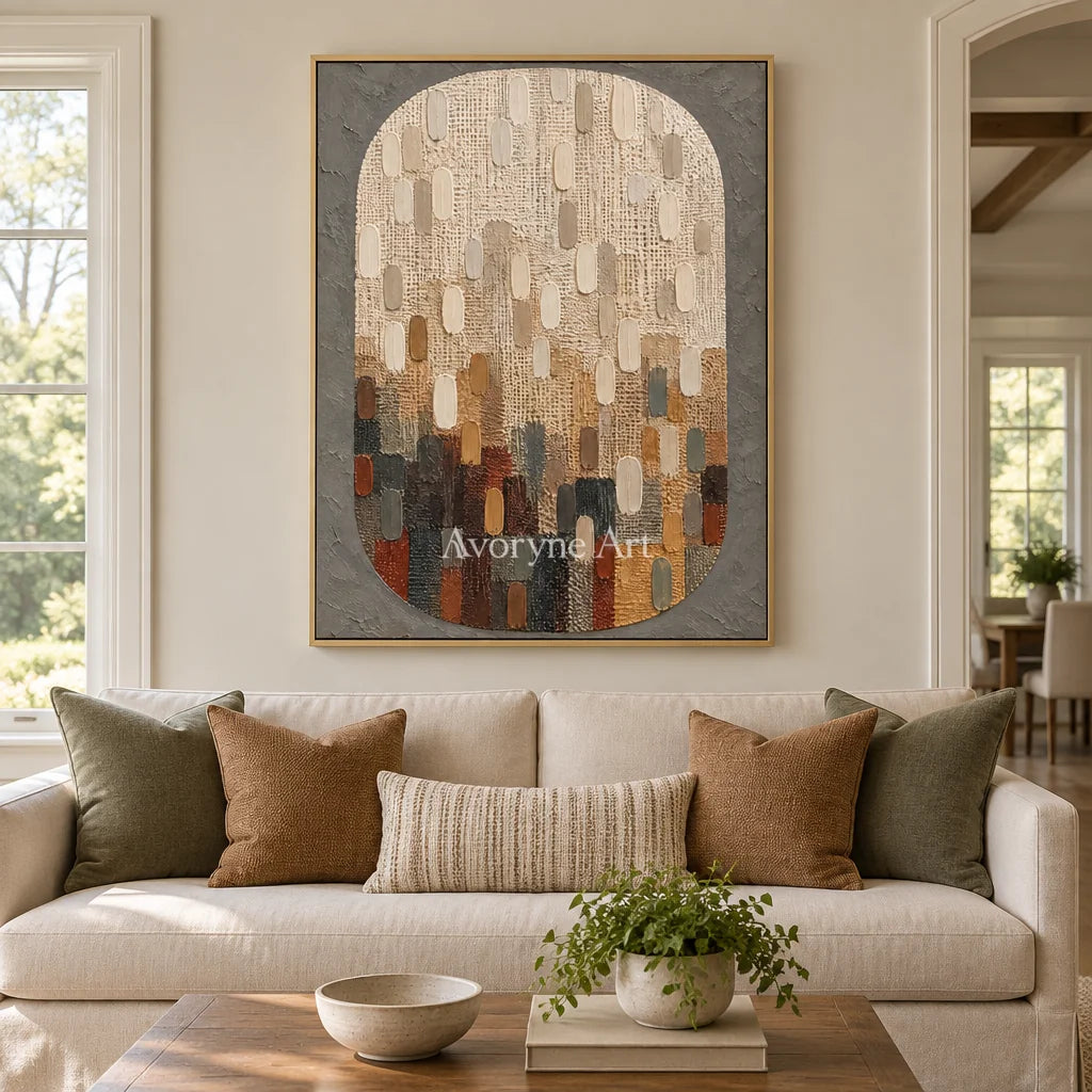 Earthen Mosaic: Neutral Textured Mosaic Art Wall Art — living gold