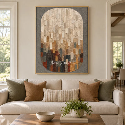 Earthen Mosaic: Neutral Textured Mosaic Art Wall Art — living gold
