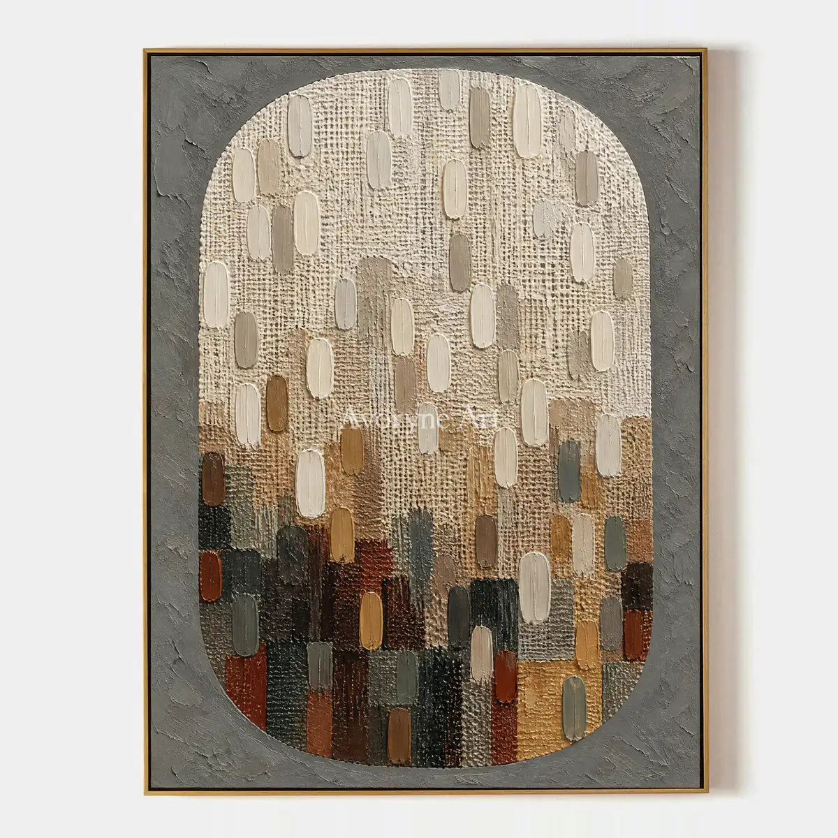 Earthen Mosaic: Neutral Textured Mosaic Art Wall Art — primary