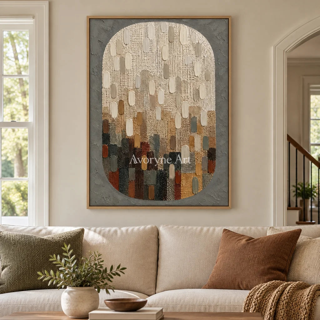 Earthen Mosaic: Neutral Textured Mosaic Art Wall Art — villa wood
