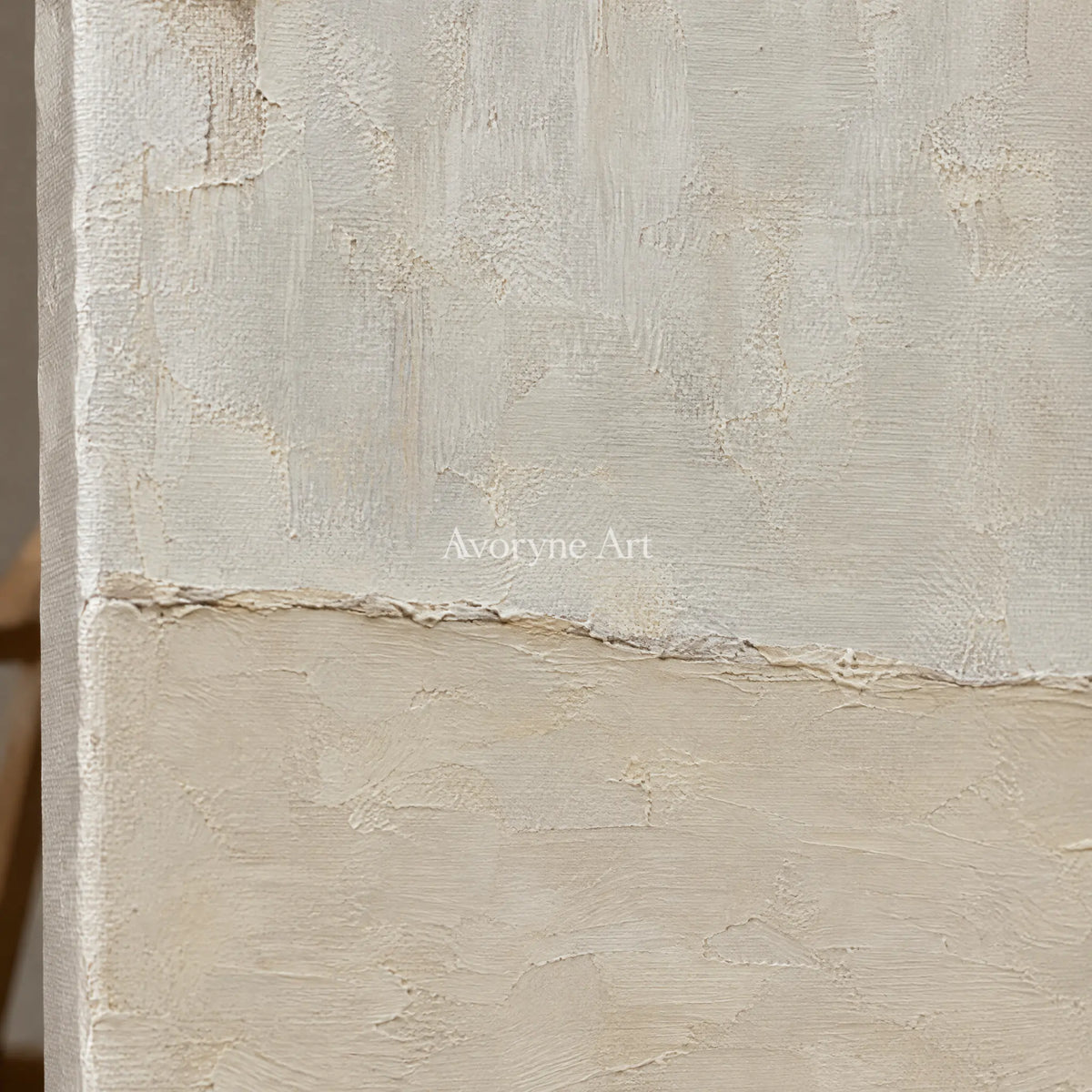 Serein Quiet Strata: Neutral Textured Triptych Art — detail easel