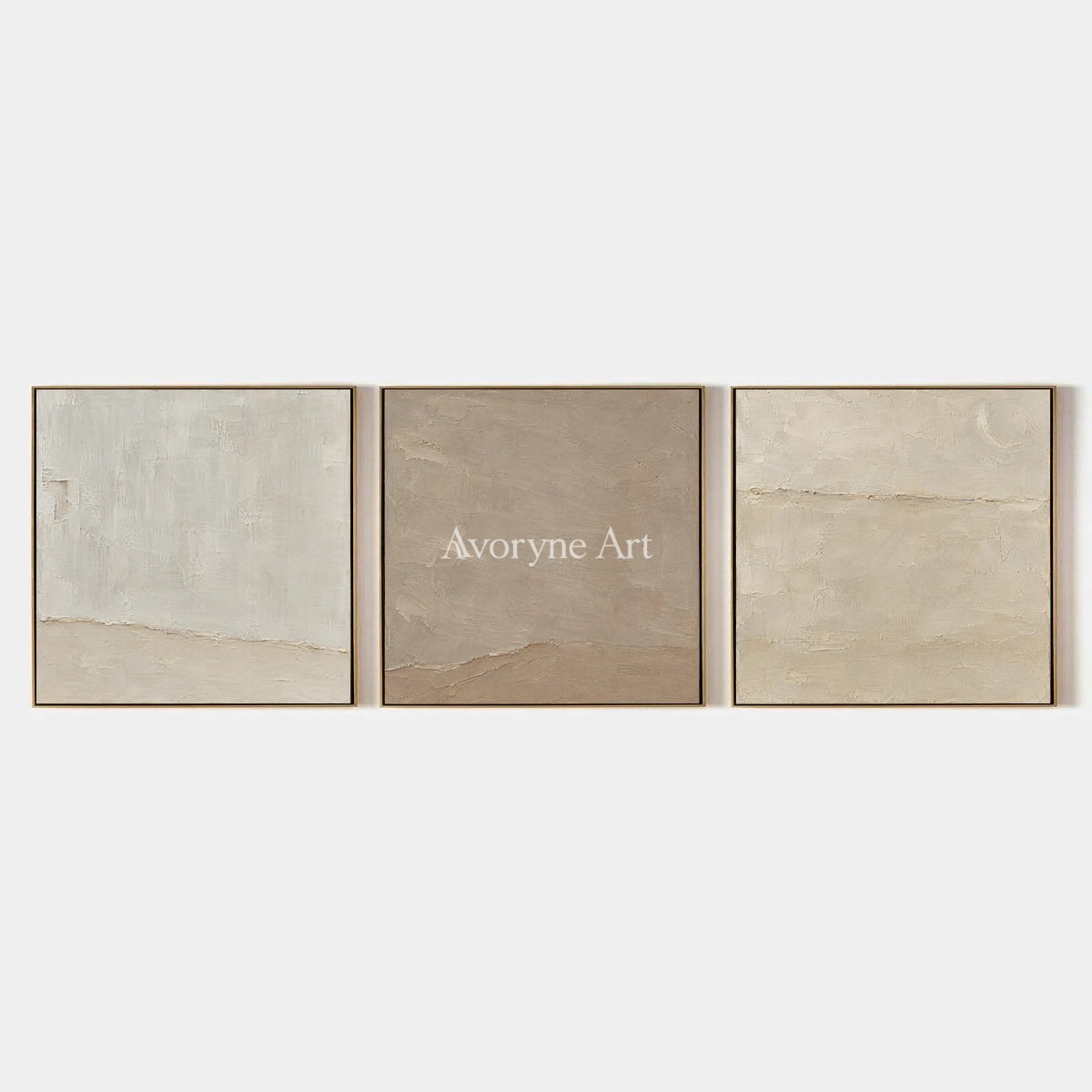 Serein Quiet Strata: Neutral Textured Triptych Art — primary