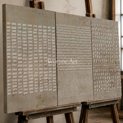 Archive of Earth: Neutral Textured Triptych Wall Art - detail