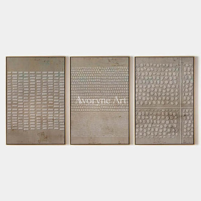 Archive of Earth: Neutral Textured Triptych Wall Art - main