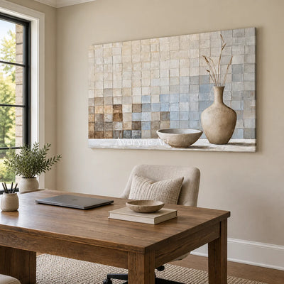 Aster Gathering: Neutral Vessel Still Life — office frameless