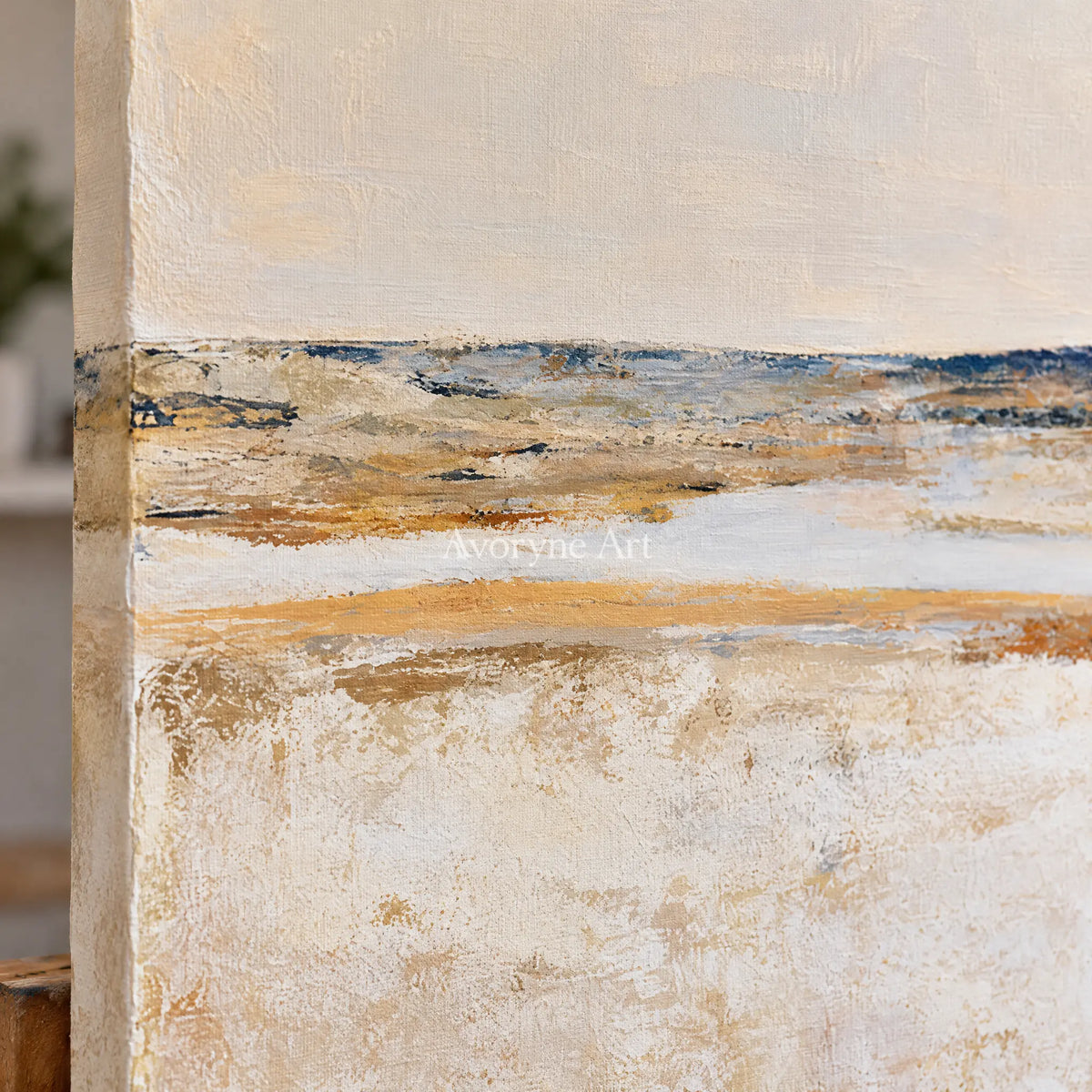 Ivory Gentle Drift: Neutral Wetland Art — detail easel
