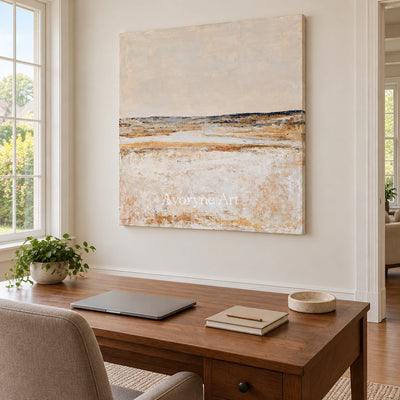 Ivory Gentle Drift: Neutral Wetland Art — office frameless