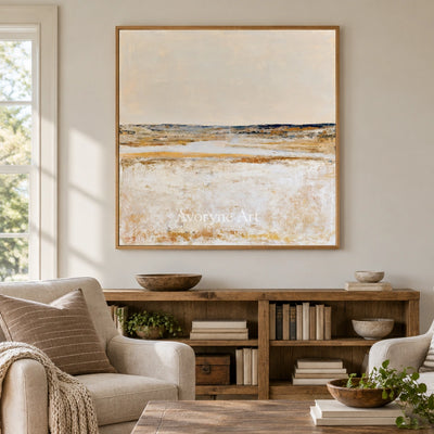 Ivory Gentle Drift: Neutral Wetland Art — villa wood