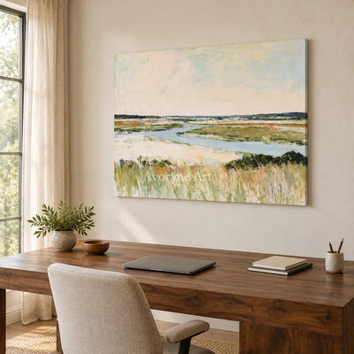 Ivory Gentle Verse: Neutral Wetland Art — office frameless