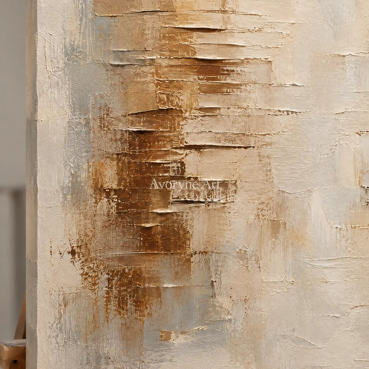 Ochrelow: Ochre Abstract Texture Wall Art — detail easel