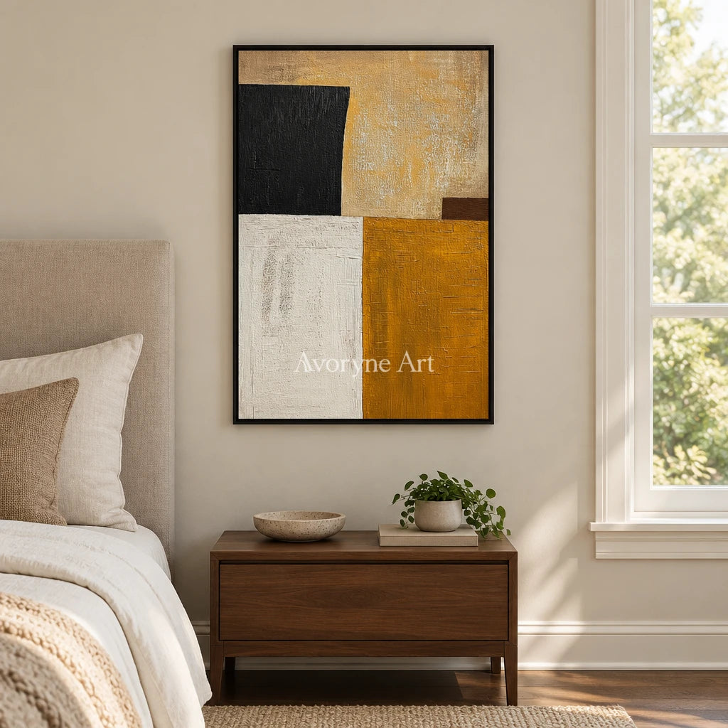 Aster Stone: Ochre Block Abstract — bedroom black